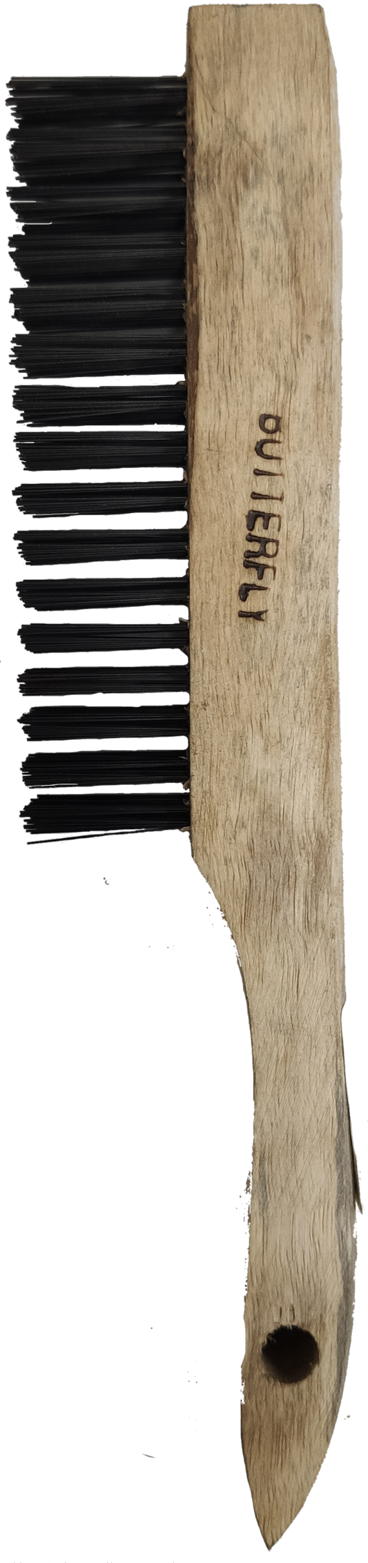 Butterfly Steel Brush with wooden handle and black bristles for durable cleaning