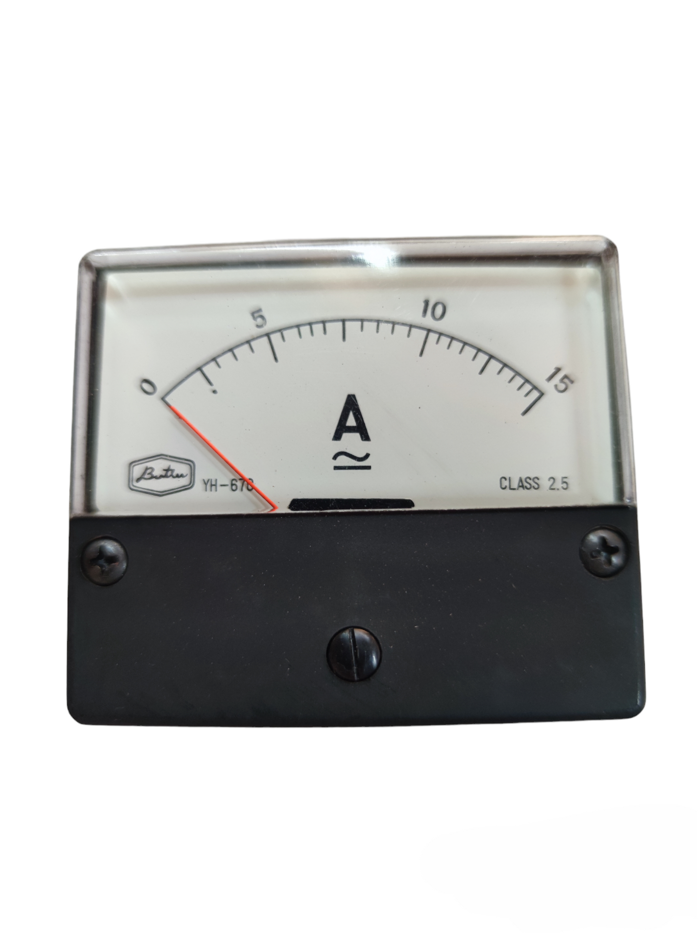 Brother 15A AC panel meter with analog display and black base for electrical measurements