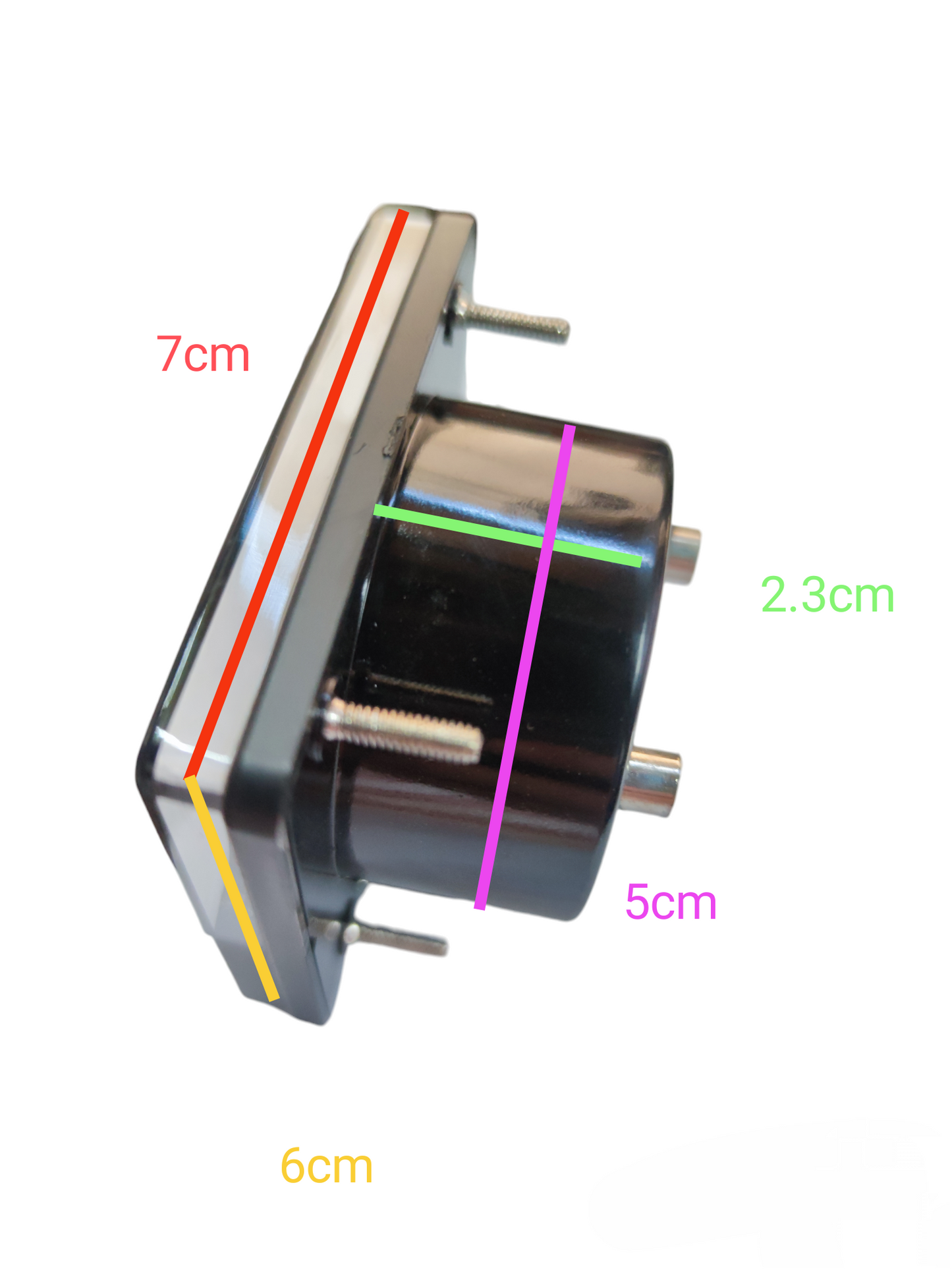 Brother 15A AC panel meter with compact design and mounting screws for electrical testing
