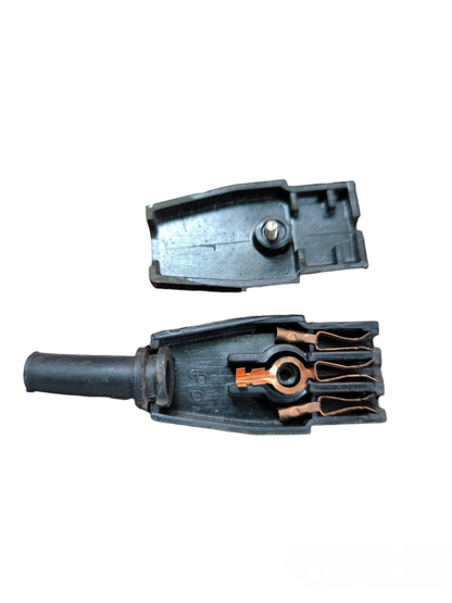Electx Electrical Supply C14 Connector with Groove 10A 250V showing internal copper contacts and black plastic casing