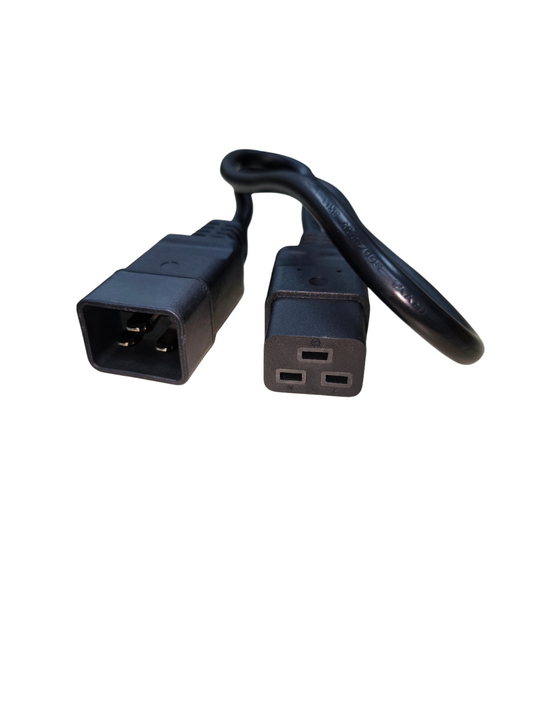Black C19 Male to C20 Female Cord with durable connectors for power supply connections