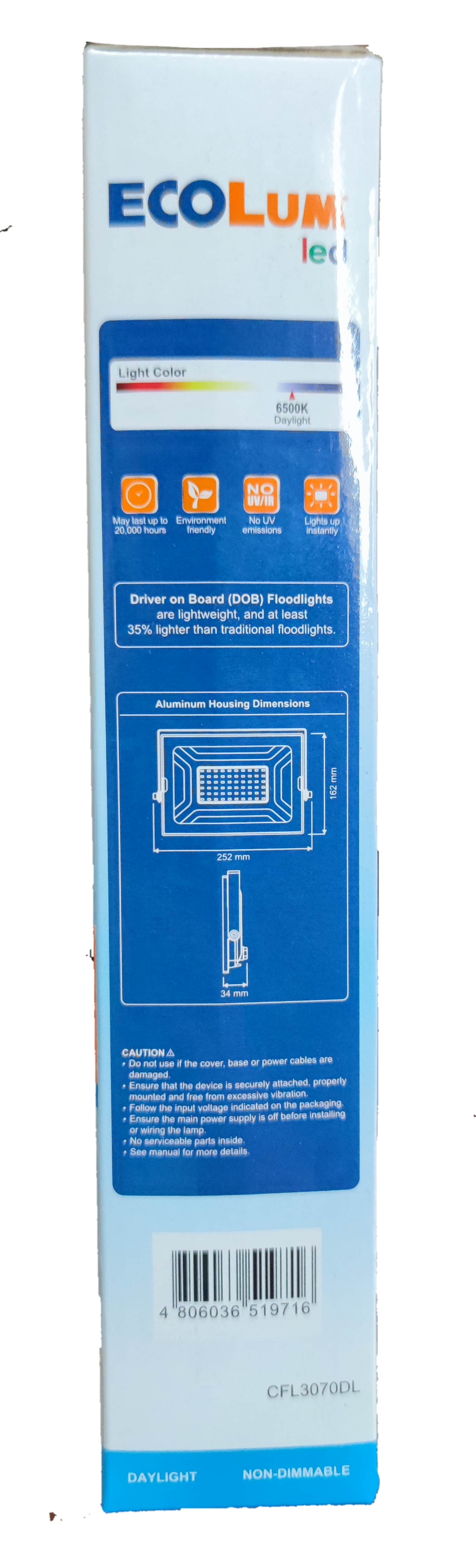 Ecolum 70W LED Flood Light 220V Daylight 6500K CFL3070DL