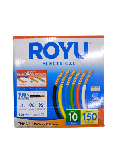 Royu 5.5mm Stranded Wire AWG 10/7 THHN/THWN (150 Meters) Red