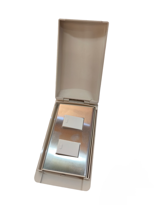 Omni Weatherproof 2 Gang 1 Way Switch Wide Series with Stainless Plate Cover WPP-602+WWP-112S+(WWS-213x2)
