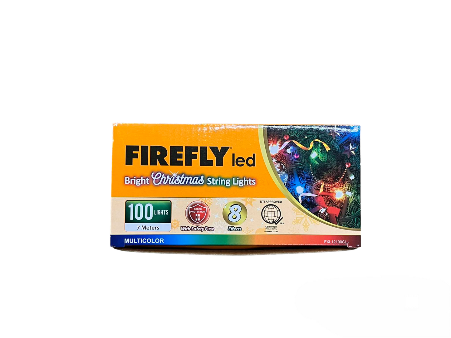 Firefly LED Christmas Light 100 LED Bulbs 7 Meters 7W 220V Multi Color 8 Effects Indoor Only Green Wire max 20 Connections FXL12100CL