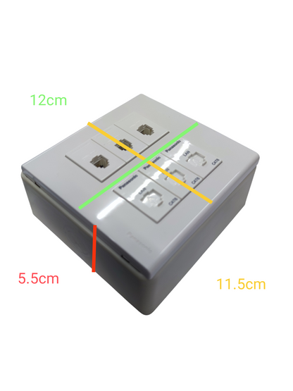 Panasonic 3 Gang Telephone Outlet and 3 Gang CAT6  with Utility Box WEG6806+(3XWEG2164+3XWEG24886)+Utility