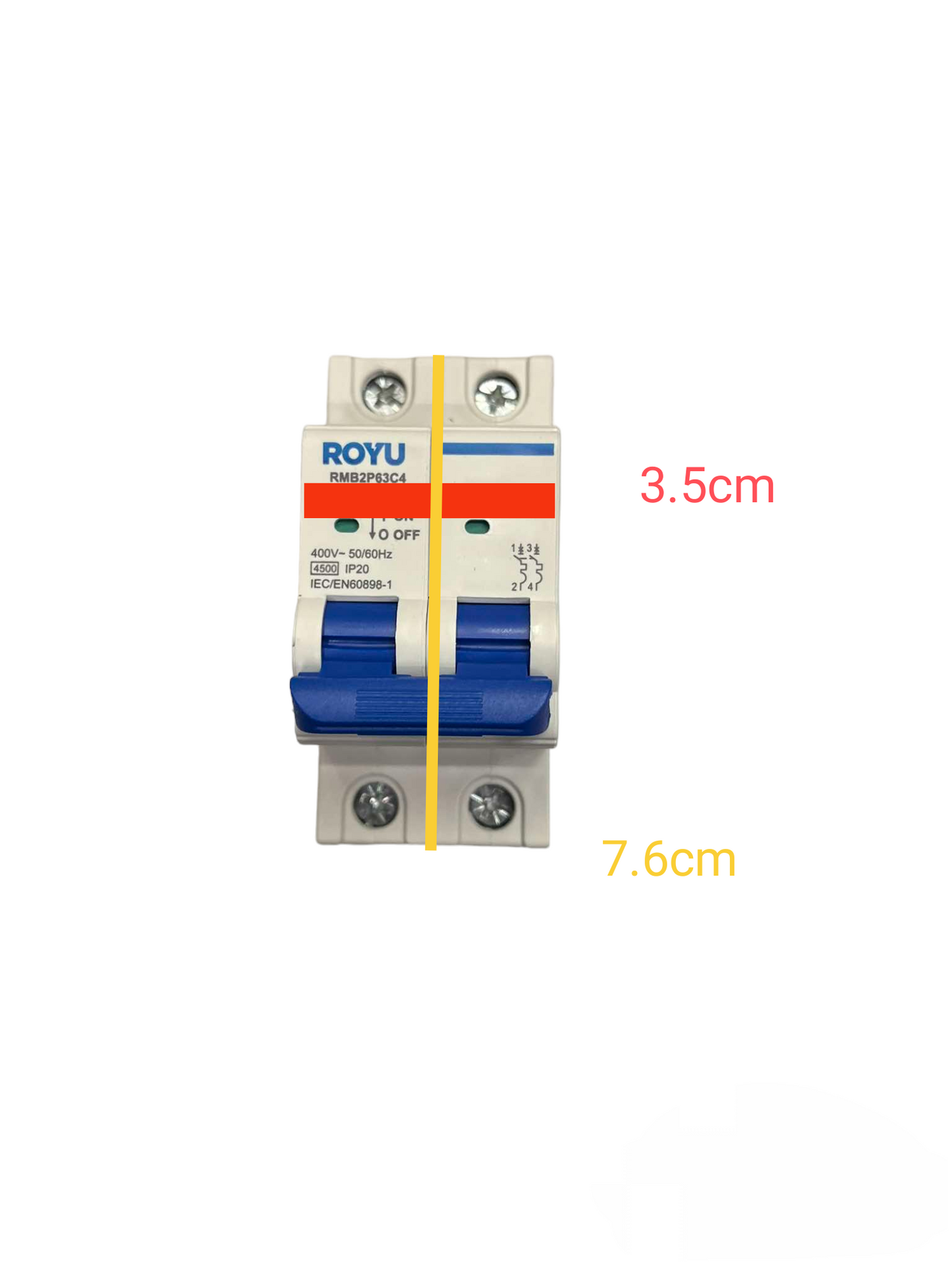 Royu 63A 2 Pole Miniature Circuit Breaker 4.5KAIC 220V RMB2P63C4