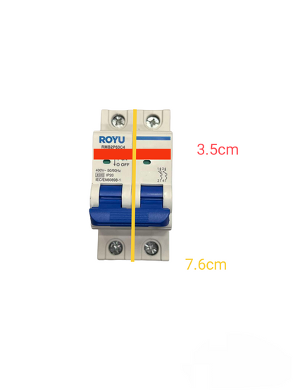 Royu 32A 2 Pole Miniature Circuit Breaker 4.5KAIC 220V RMB2P32C4