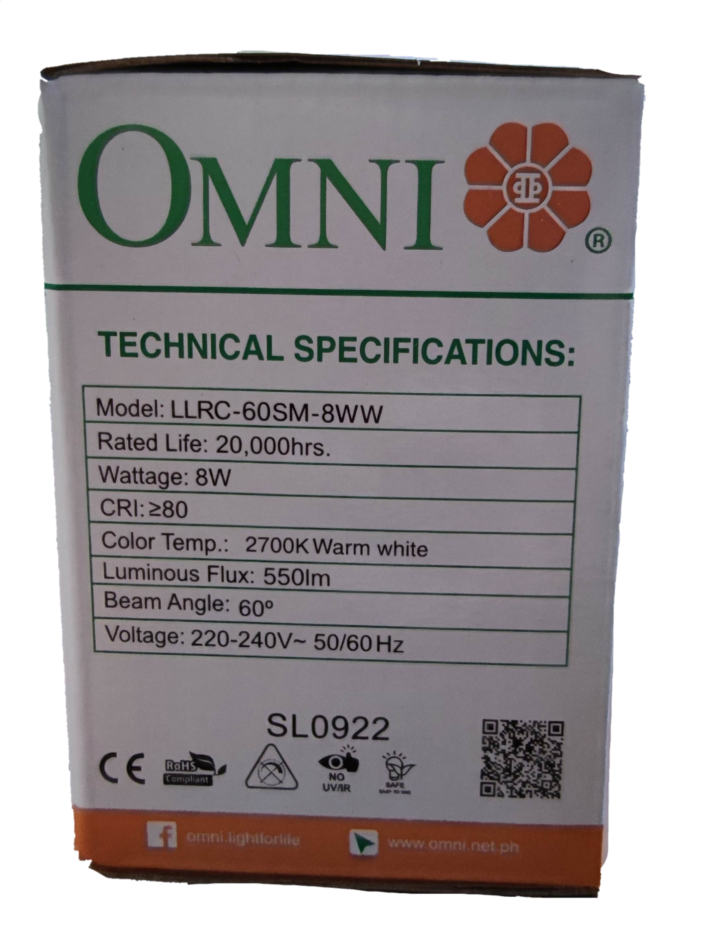 Omni 8W LED Downlight Square Movable Downlight Warm White 3000K 220V