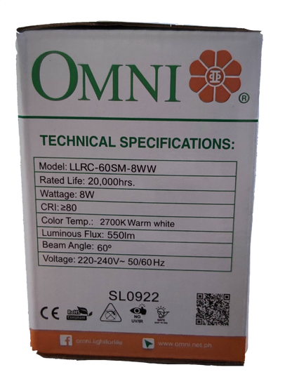 Omni 8W LED Downlight Square Movable Downlight Warm White 3000K 220V