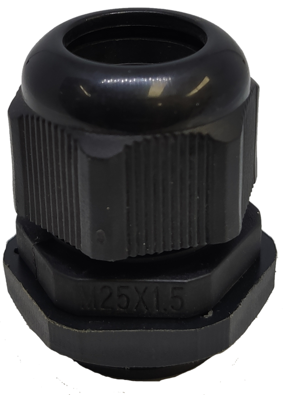 Grippes Cable Gland M25 13-18mm black plastic cable management fitting with threaded body