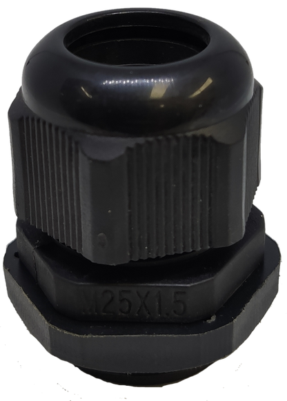 Grippes Cable Gland M25 13-18mm black plastic cable management fitting with threaded body