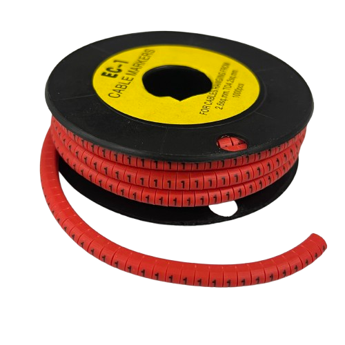 Grippes Cable Marker 1 - Red on a spool for organizing and identifying cables easily