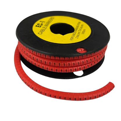 Grippes Cable Marker 1 - Red on a spool for organizing and identifying cables easily