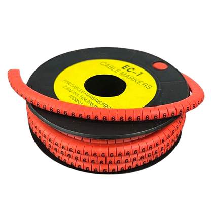 Grippes Cable Marker 6 - Red on a spool for organizing and identifying cables easily