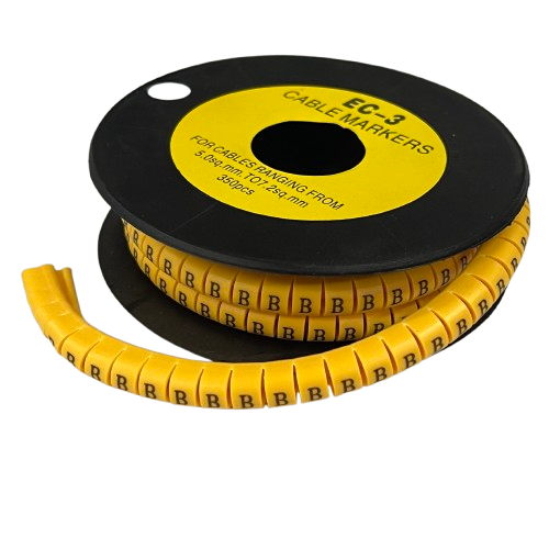 Grippes Cable Marker - B Yellow on a spool for organized cable management and easy identification