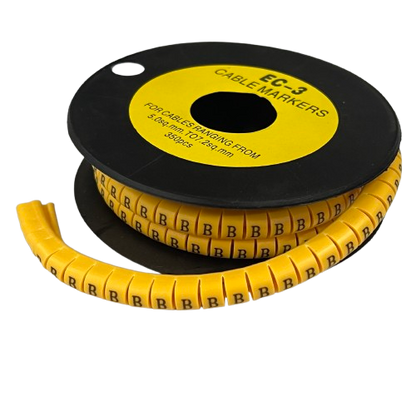 Grippes Cable Marker - B Yellow on a spool for organized cable management and easy identification