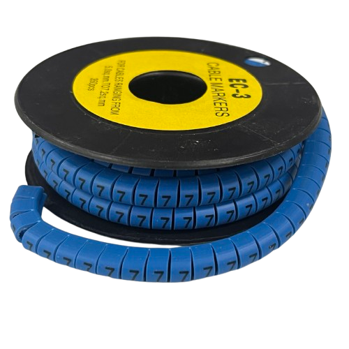 Grippes Cable Marker Blue - 7 on a spool for organized cable management and easy identification