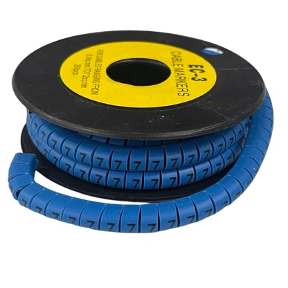 Grippes Cable Marker Blue - 7 on a spool for organized cable management and easy identification