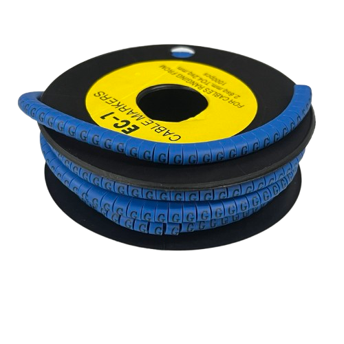 Grippes Cable Marker Blue - G on a spool for organized cable management and easy identification