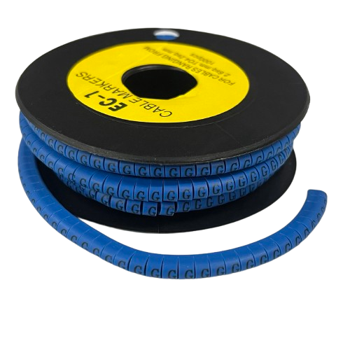 Grippes Cable Marker Blue - G on a spool for organizing and labeling cables effectively