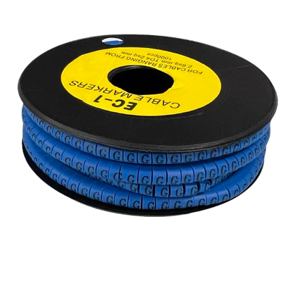 Grippes Cable Marker Blue - G on a spool for organized cable management and labeling