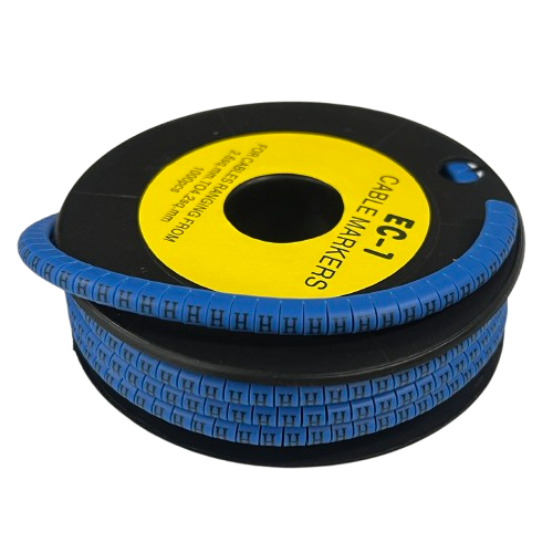 Grippes Cable Marker Blue - H on a spool for organizing and labeling cables efficiently