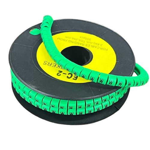 Grippes Cable Marker Green - W on a spool for organizing and identifying cables easily
