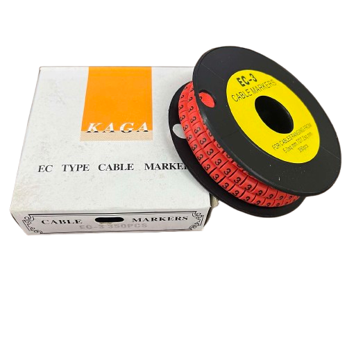 Grippes Cable Marker Red - 3 on a spool with packaging for organized cable management