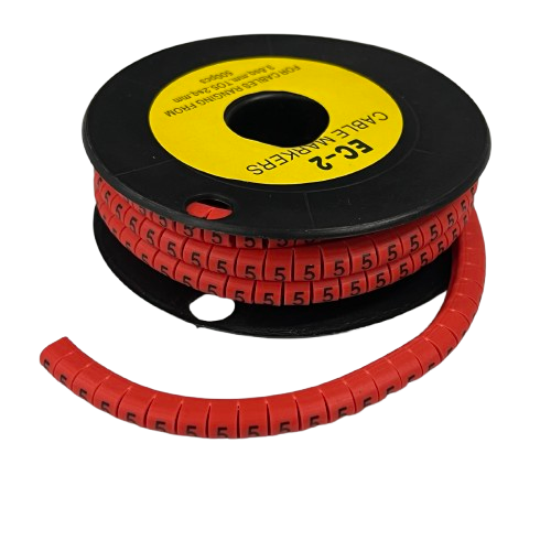 500pcs Cable Marker Red - 5 on a spool for organizing and identifying cables easily