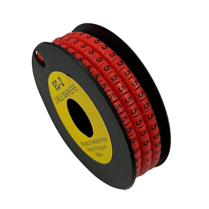 500pcs Cable Marker Red - 5 on a spool for organized cable management and easy identification