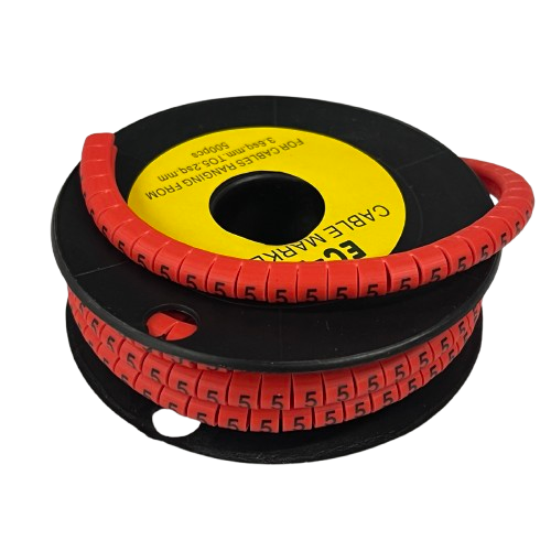 500pcs Cable Marker Red - 5 on a spool for organized cable identification and management