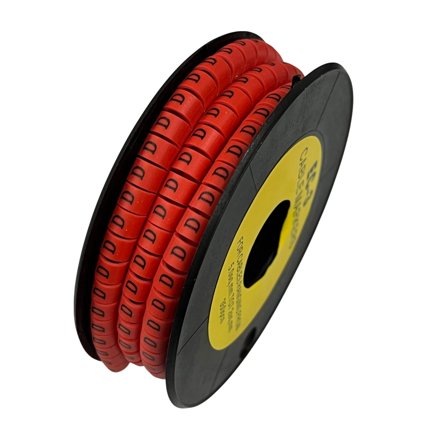 Grippes Cable Marker Red - D on a spool for organized cable management and easy identification