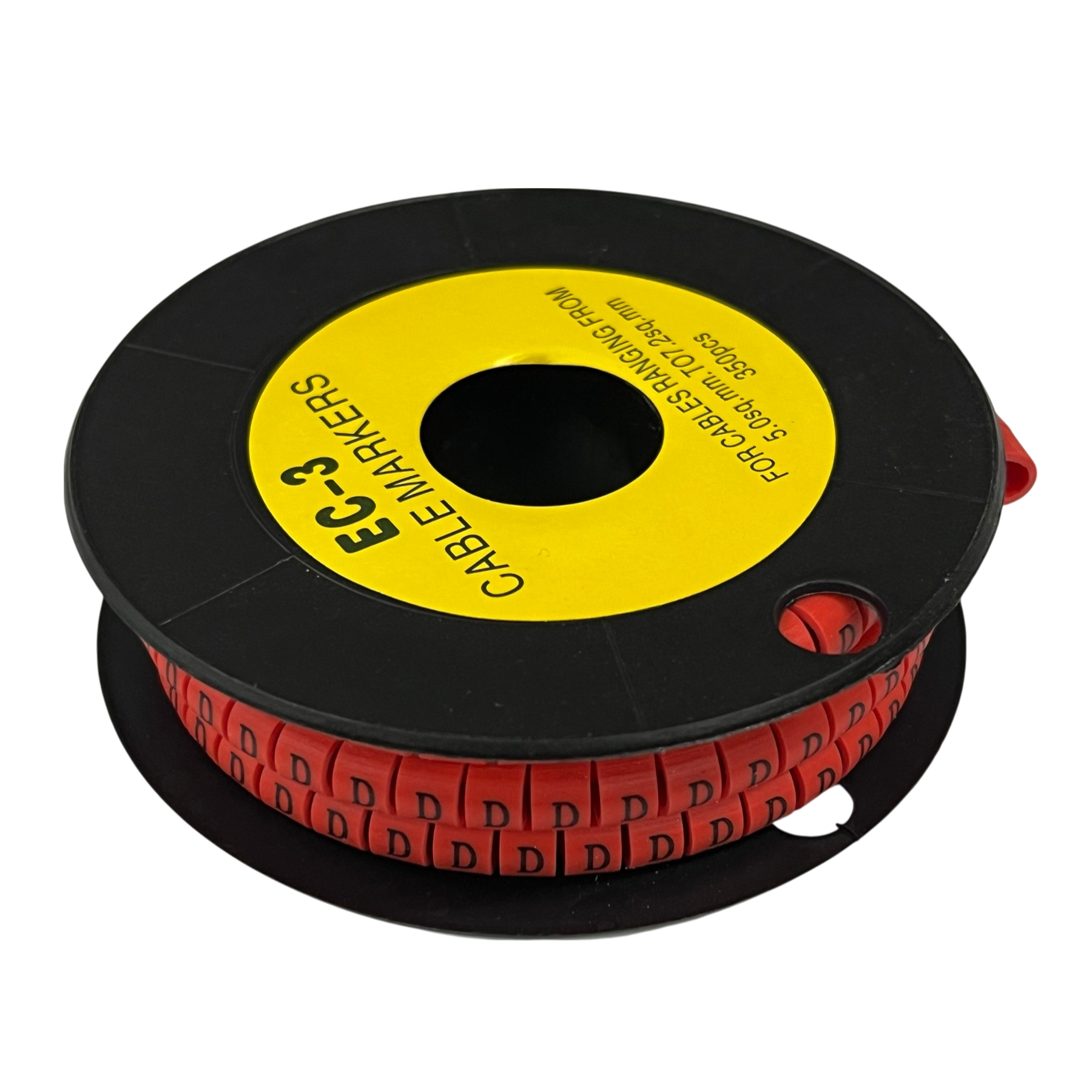 Grippes Cable Marker Red - D on a spool for organizing cables and wires efficiently