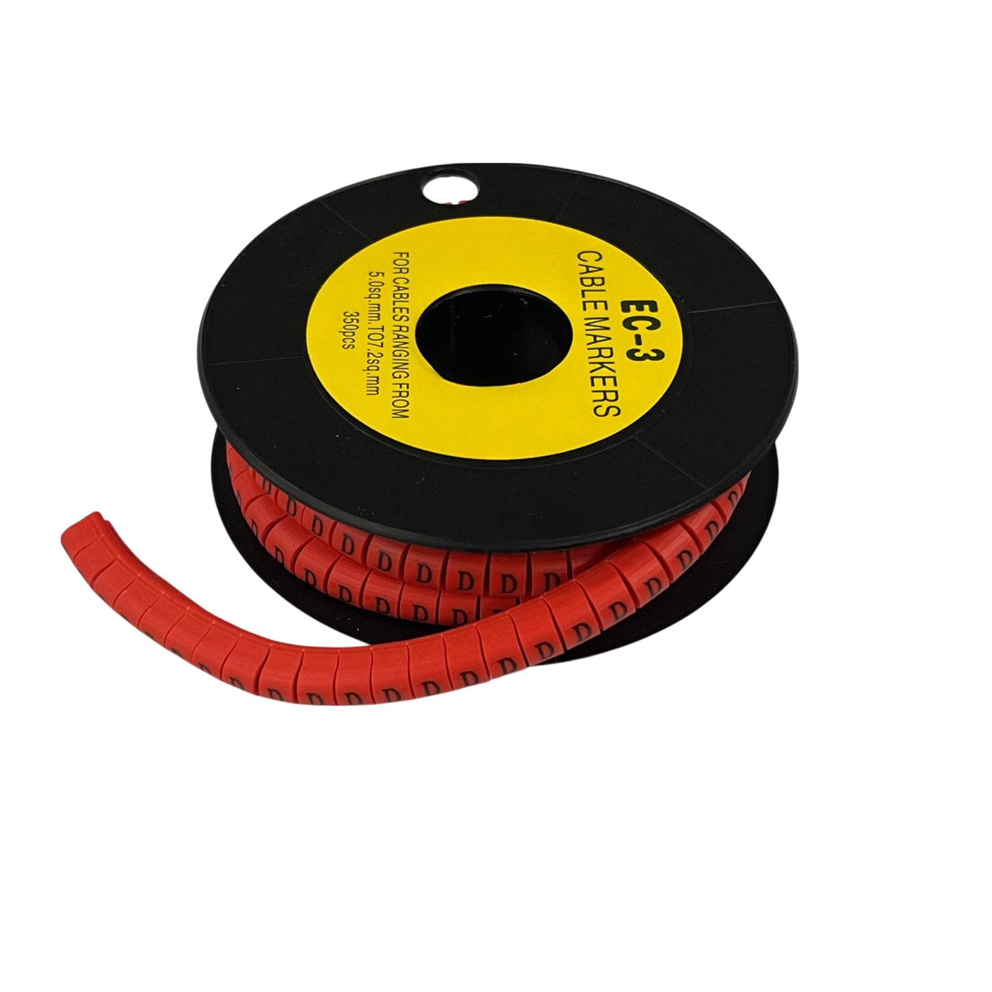 Grippes Cable Marker Red - D on a spool, ideal for organized cable management and labeling