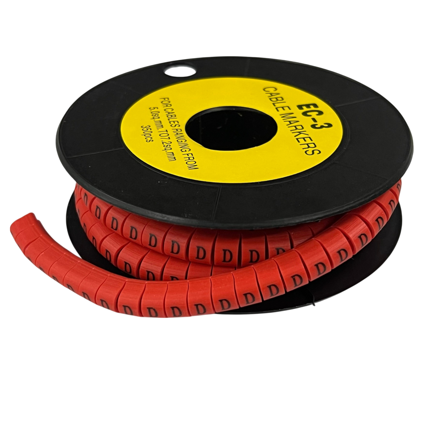 Grippes Cable Marker Red - D on a reel for organized cable management and identification