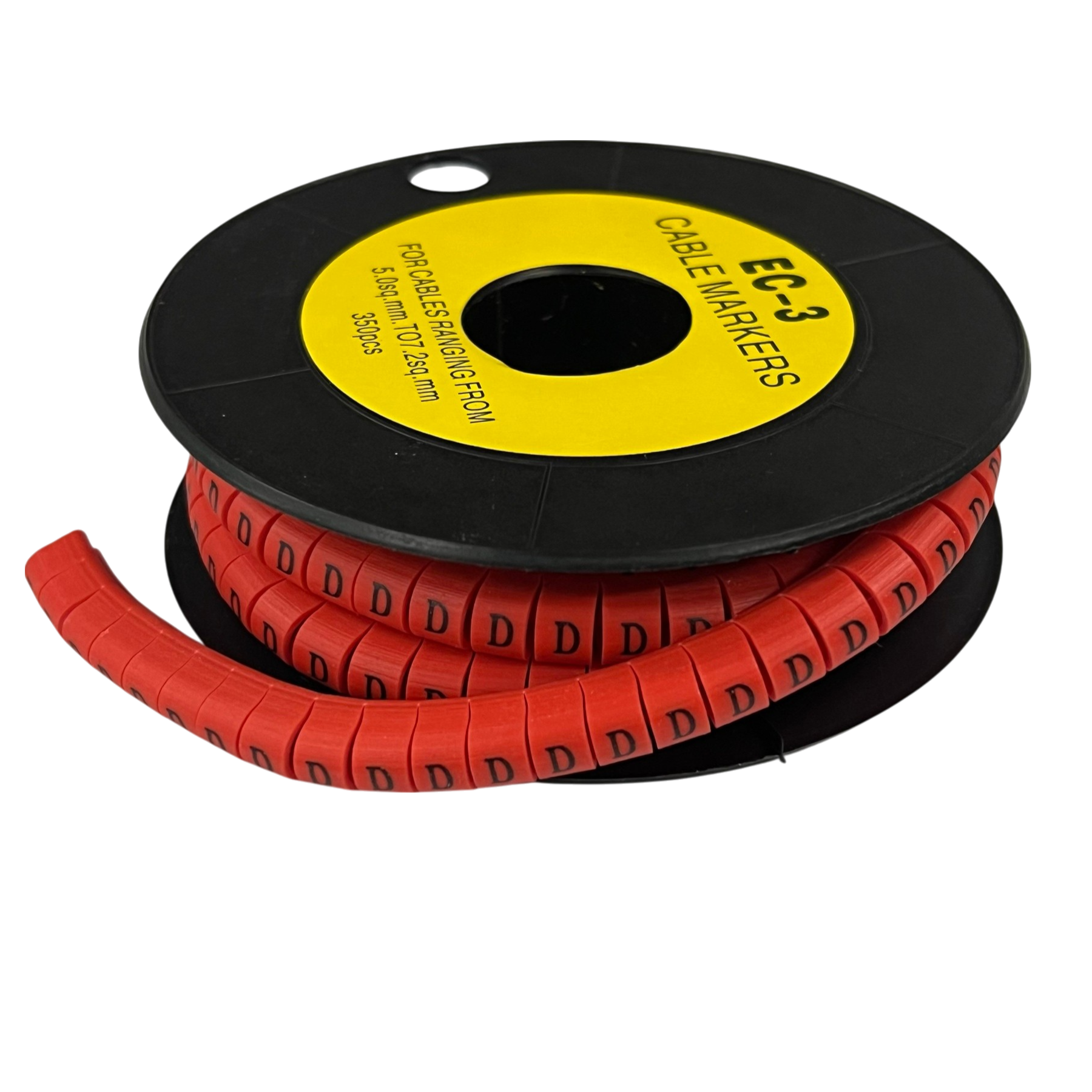 Grippes Cable Marker Red - D on a reel for organized cable management and identification