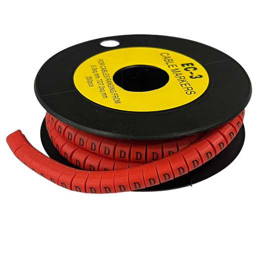 Grippes Cable Marker Red - D on a reel for organized cable management and identification