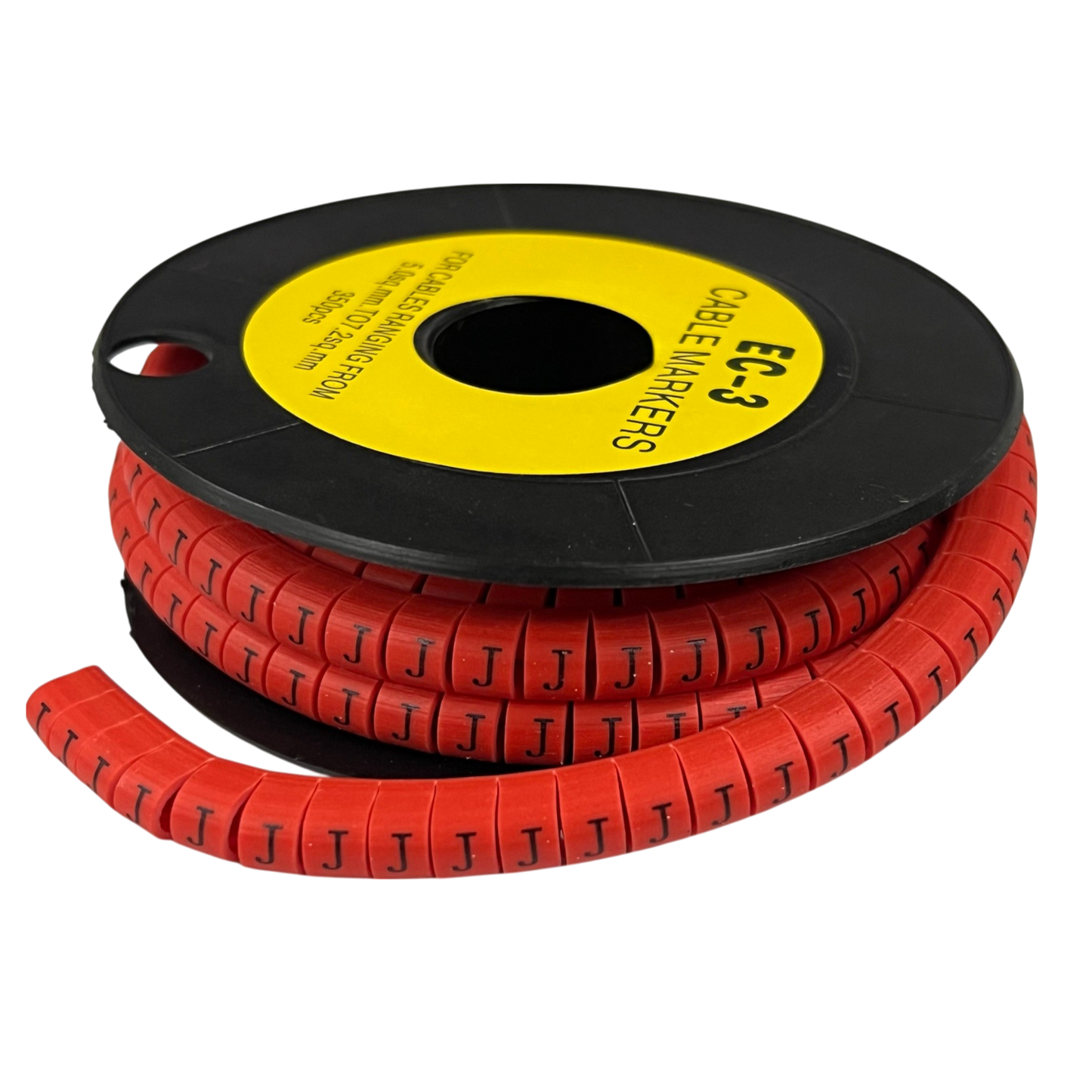 Cable Marker Red - J on a spool, designed for effective cable management and organization