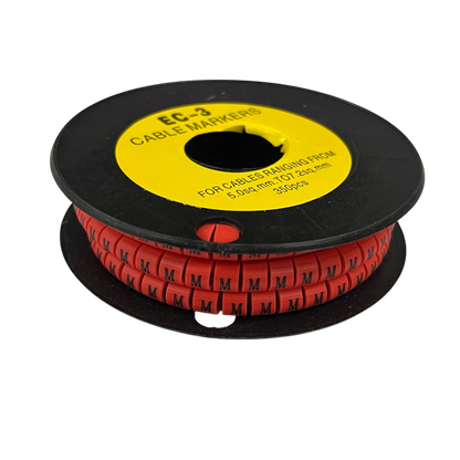 Grippes Cable Marker Red - M on a spool for labeling cables ranging from 5.5mm to 7.0mm