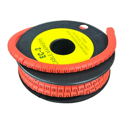 Grippes Cable Marker Red - O on a spool designed for organized cable management and identification