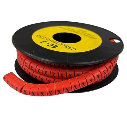 Grippes Cable Marker Red - X on a spool for organized cable management and easy identification