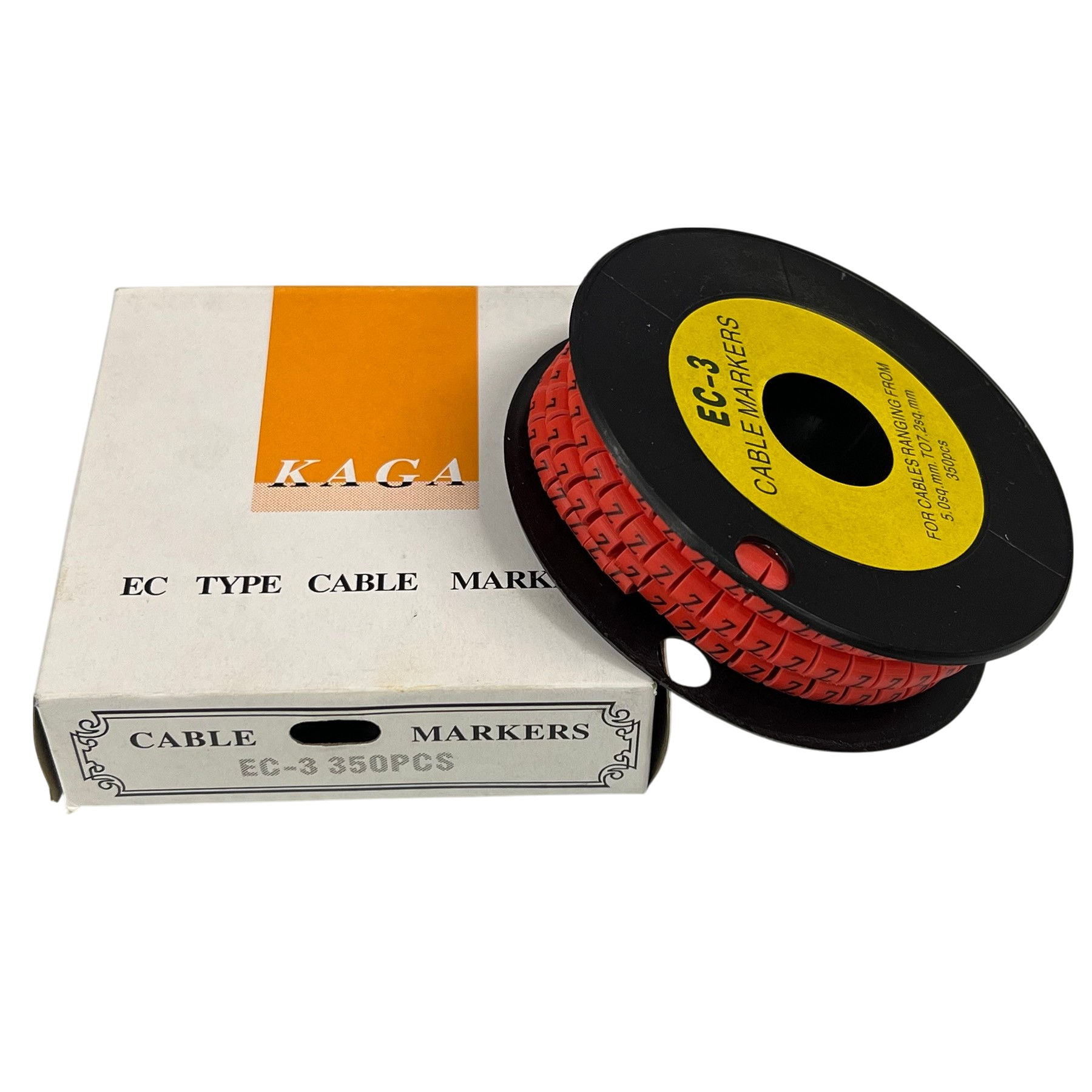 Grippes Cable Marker Red - Z with 350 pieces in a sturdy packaging for organized cable management