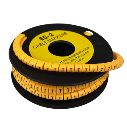 Cable Marker Yellow - J by Grippes on a spool for organized cable management and labeling