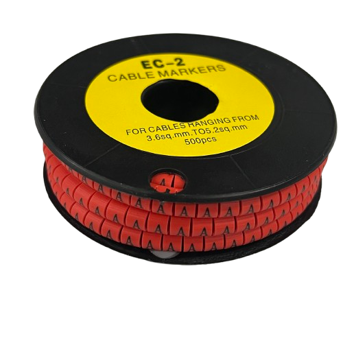 500pcs Cable Marker Red - A on a spool for organizing and identifying cables easily