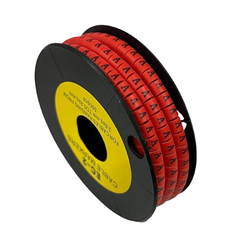 500pcs Cable Marker Red - A on a spool, perfect for organizing and labeling cables