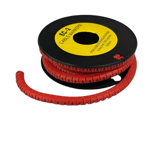 500pcs Cable Marker Red - A on a spool for organizing cables and enhancing identification