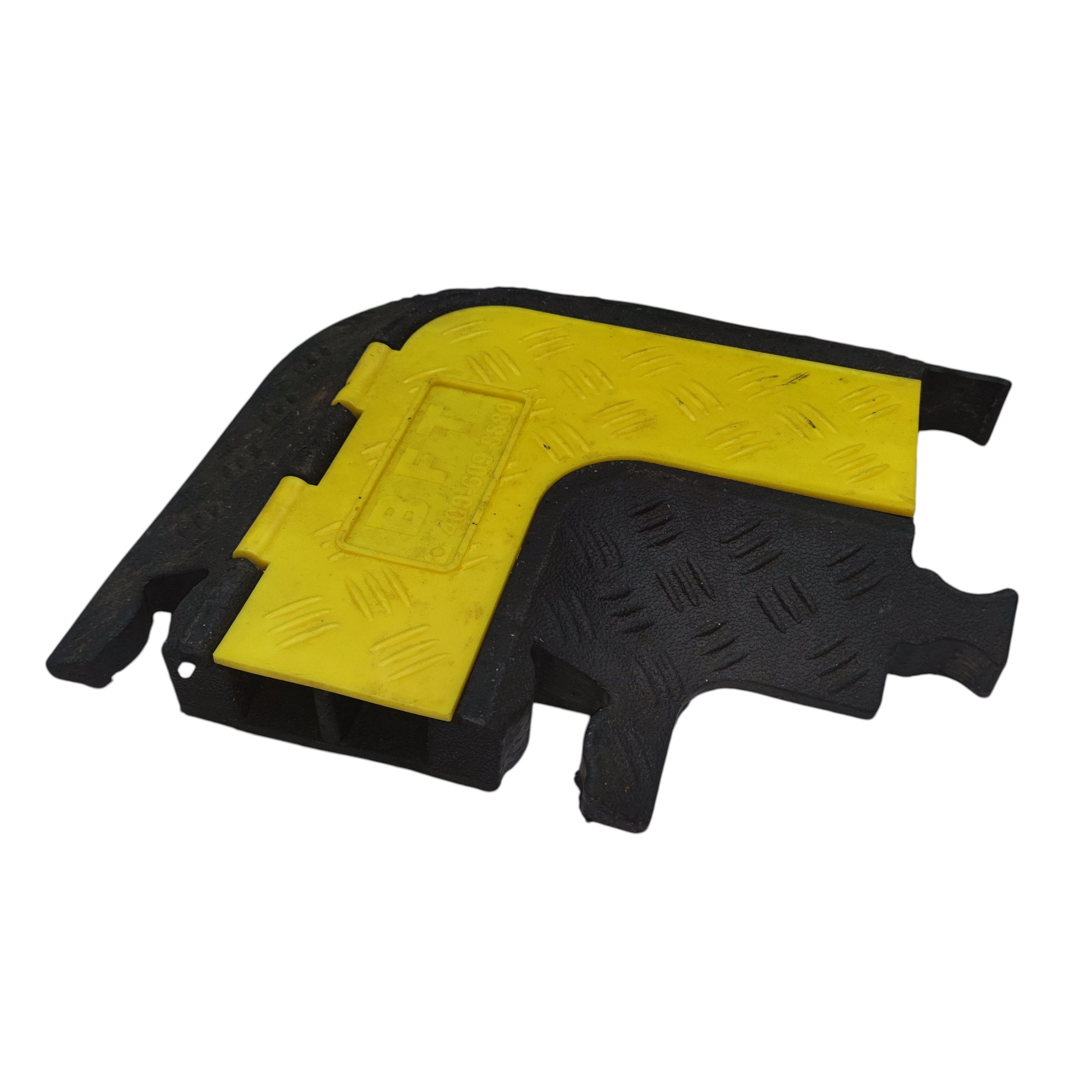 BFT 2 channel cable ramp protector made of durable rubber with a yellow safety cover for effective cable management