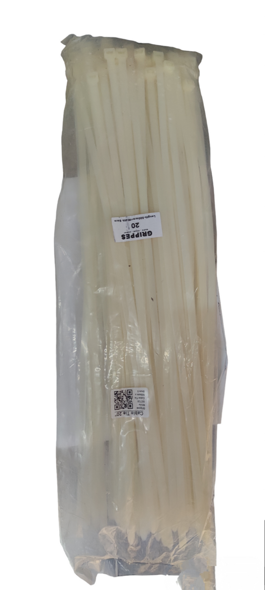 Grippes 20 Inch Cable Tie in Black and White for securing items and organizing cables