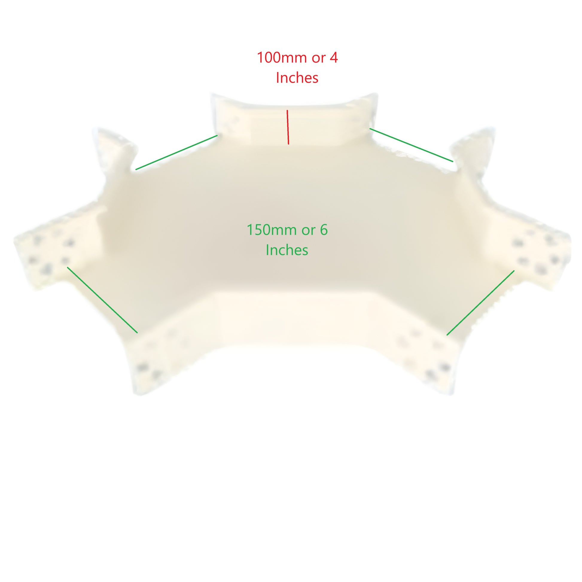 Royu Cable Tray 150mm x 100mm white plastic corner connector with measurement labels